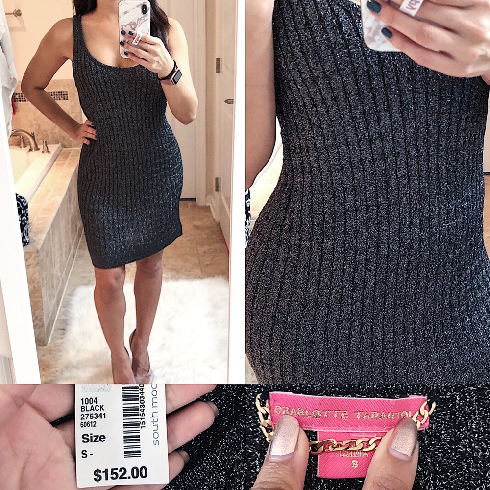 Charlotte Tarantola black & gold tank dress Small